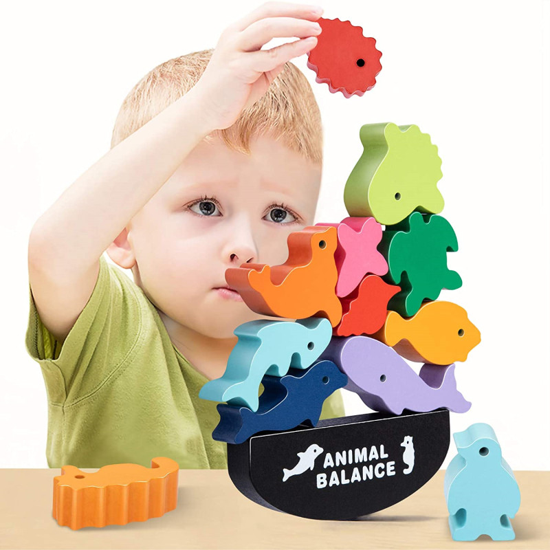 Board Game Recommendation - Nieuwe kinderen Montessori houten dierenbalansblokken bordspellen