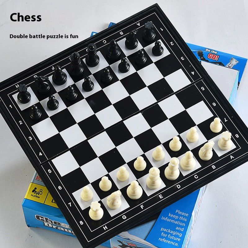 Chess Set Wooden - Twee in één opvouwbaar bordspeelgoed Internationaal