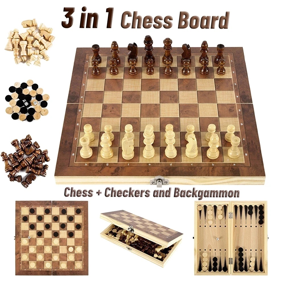 3-in-1 houten dammen, backgamm - Board Game Operation recensie en prijs